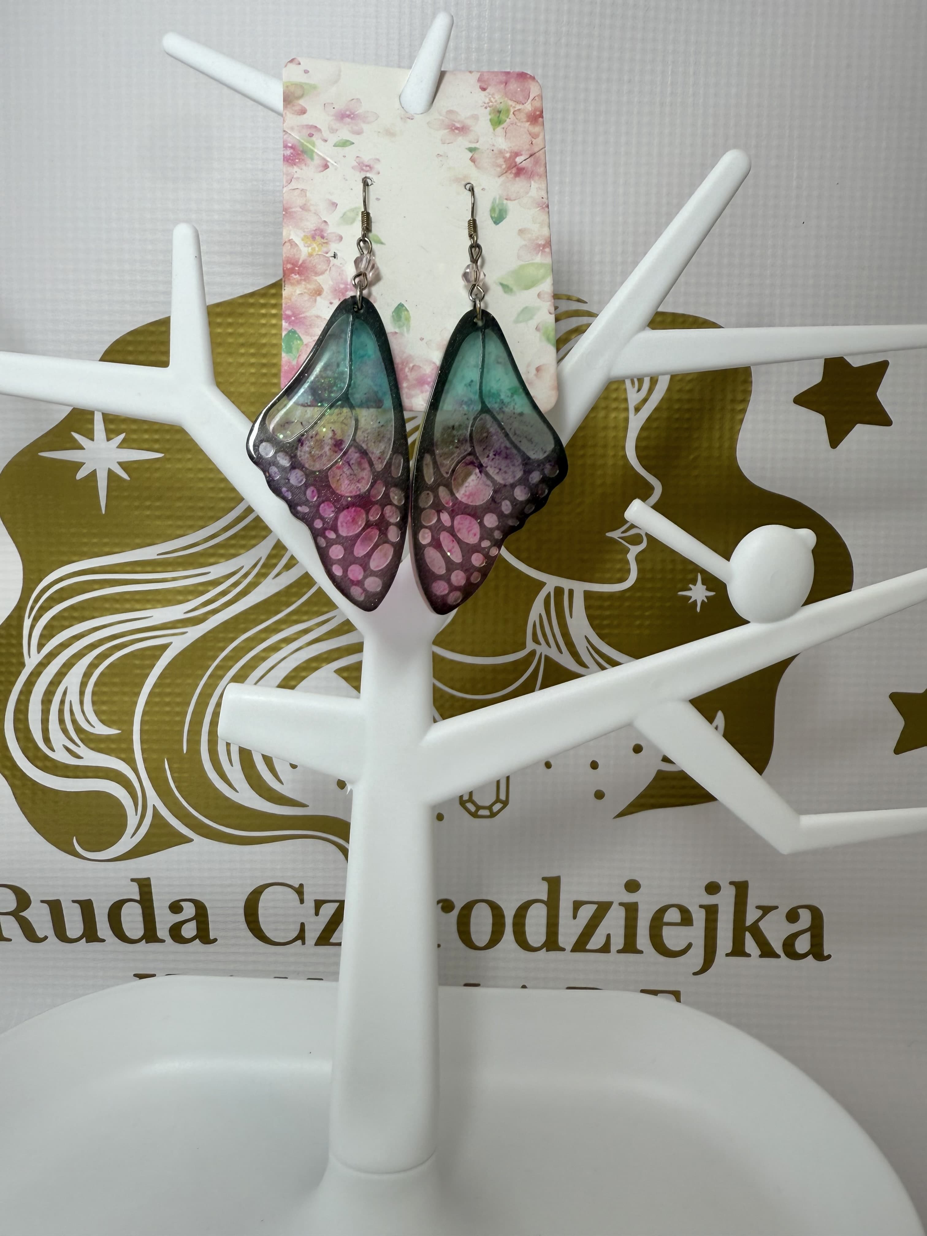 Kolczyki kolorowe skrzydła motyla