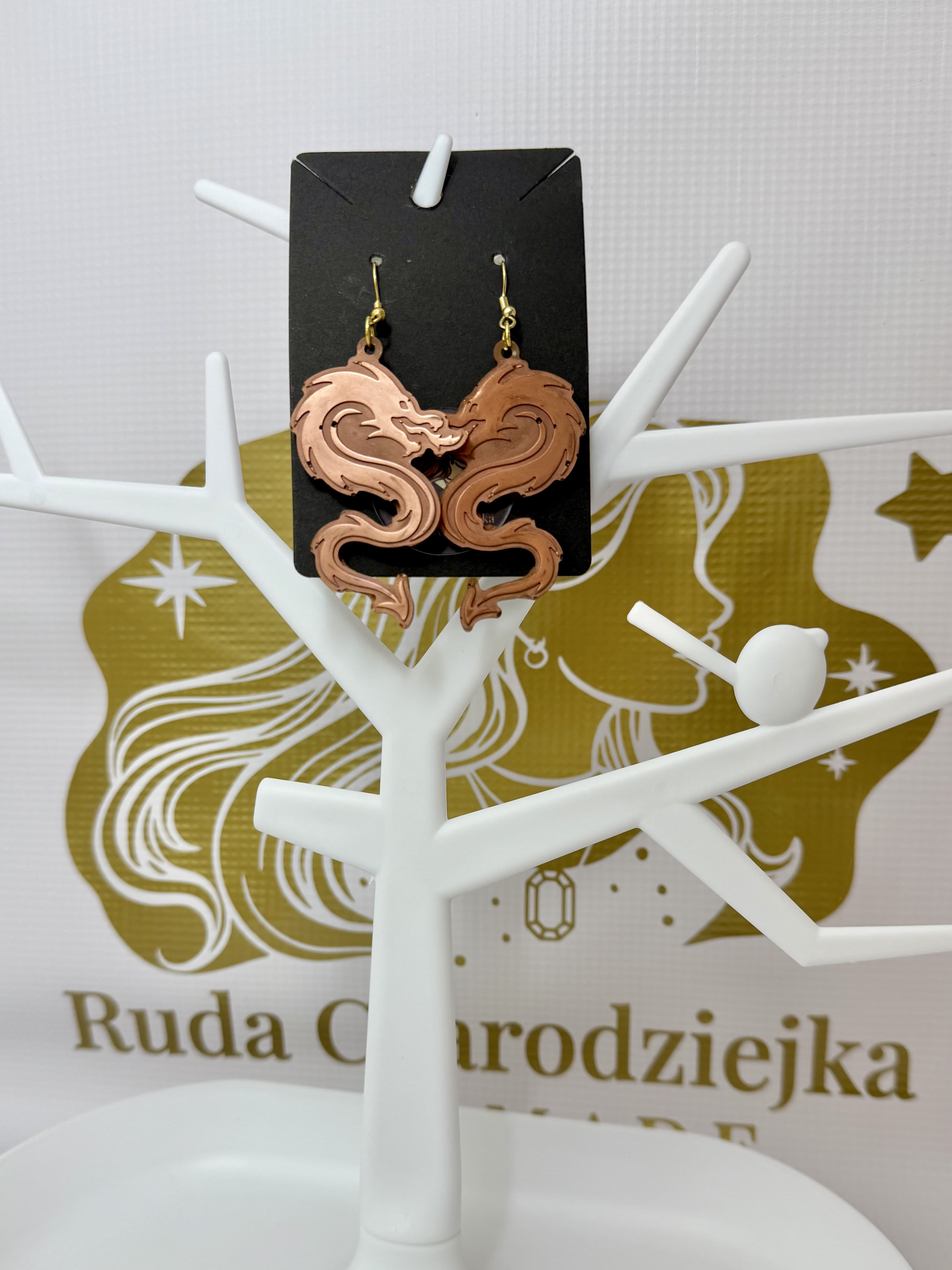 Kolczyki brązowy smok